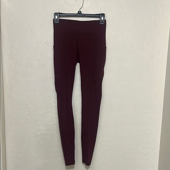 Lululemon Women's Burgundy Athletic Athleisure Leggings Gym Workout Yoga - Picture 1 of 11